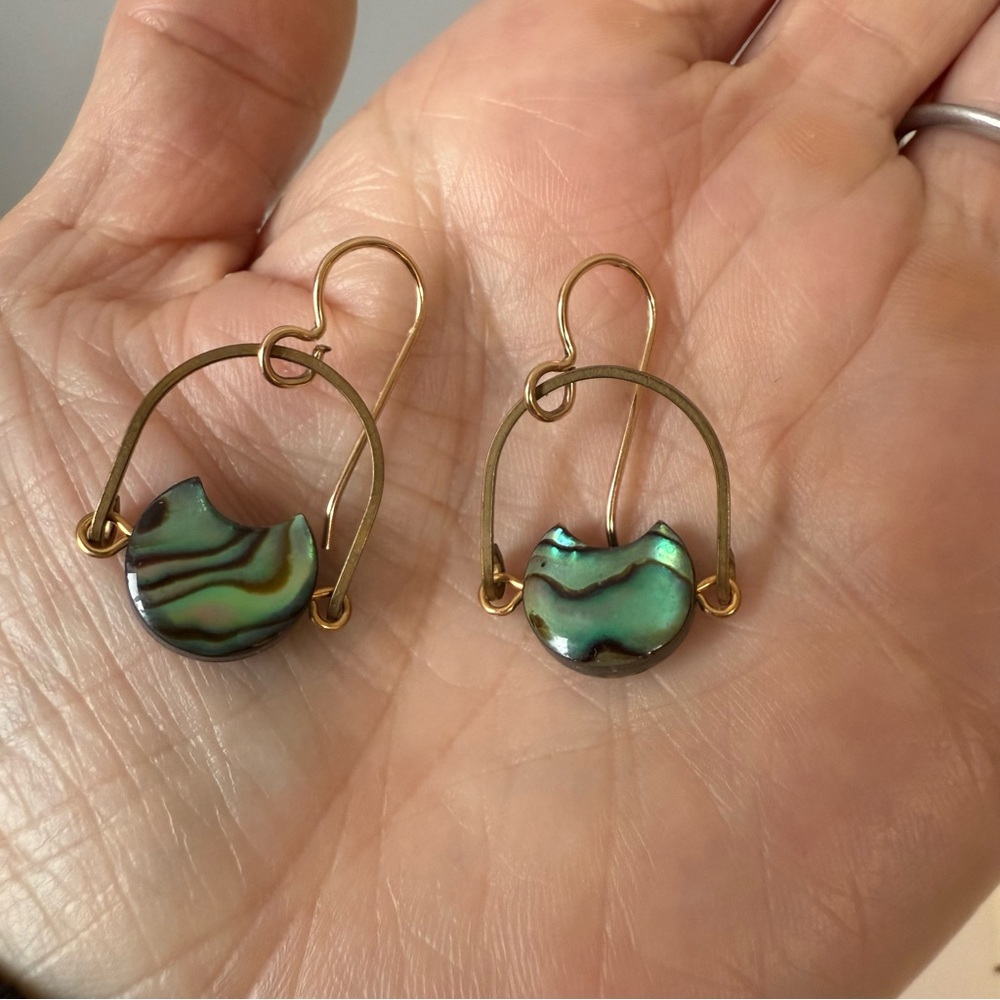 Green Abalone Mini Eclipse Earrings - image 3